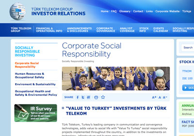 Turk Telekom's CSR website section