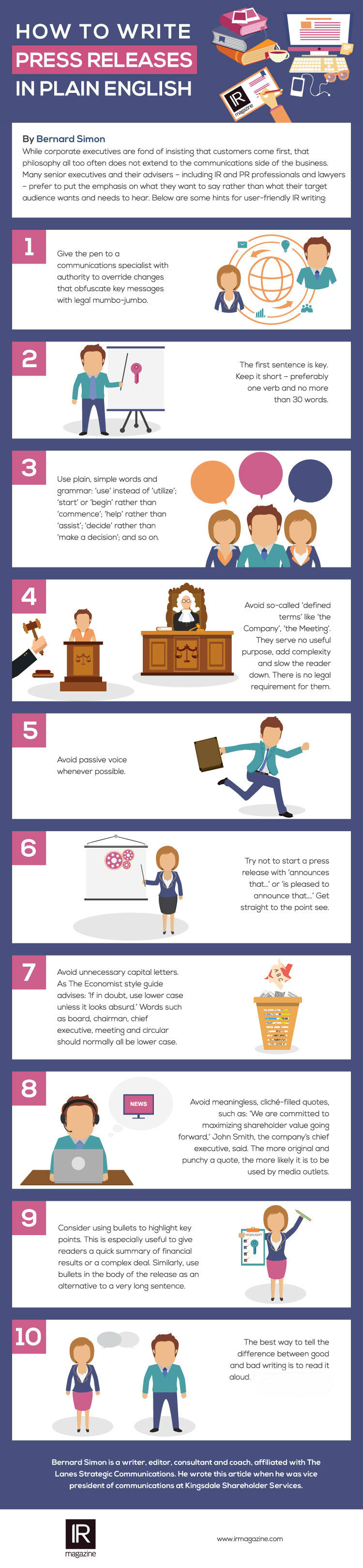 Infographic on writing press releases in plain English
