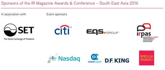 Sponsors of the IR Magazine Awards & Conference - South East Asia