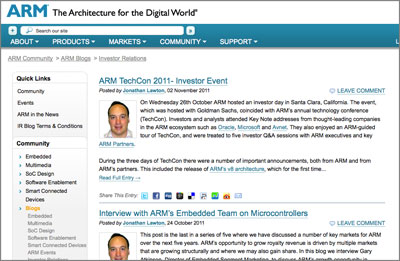 ARM blog homepage