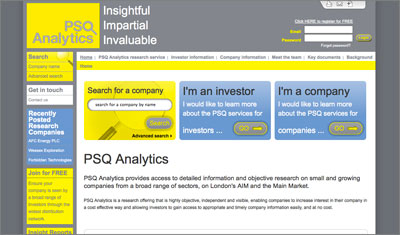 PSQ Analytics' redesigned website