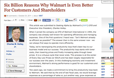 Wal-Mart post on Seeking Alpha